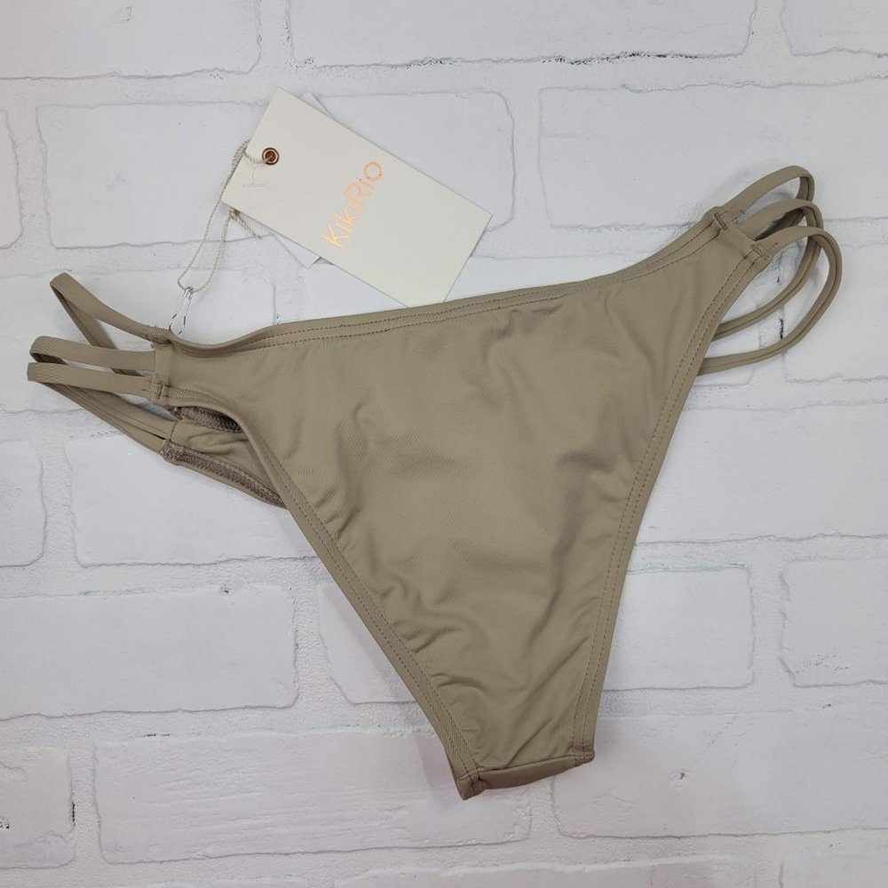 NWT Kikirio | ASOS Maia Strappy Bikini Bottom Canopy Taupe Medium - Picture 6 of 7
